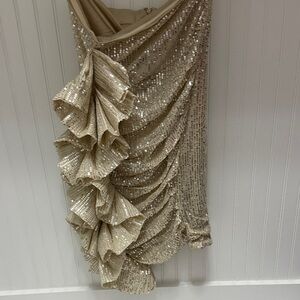 SHEIN Gold Sequin Ruffle Dress